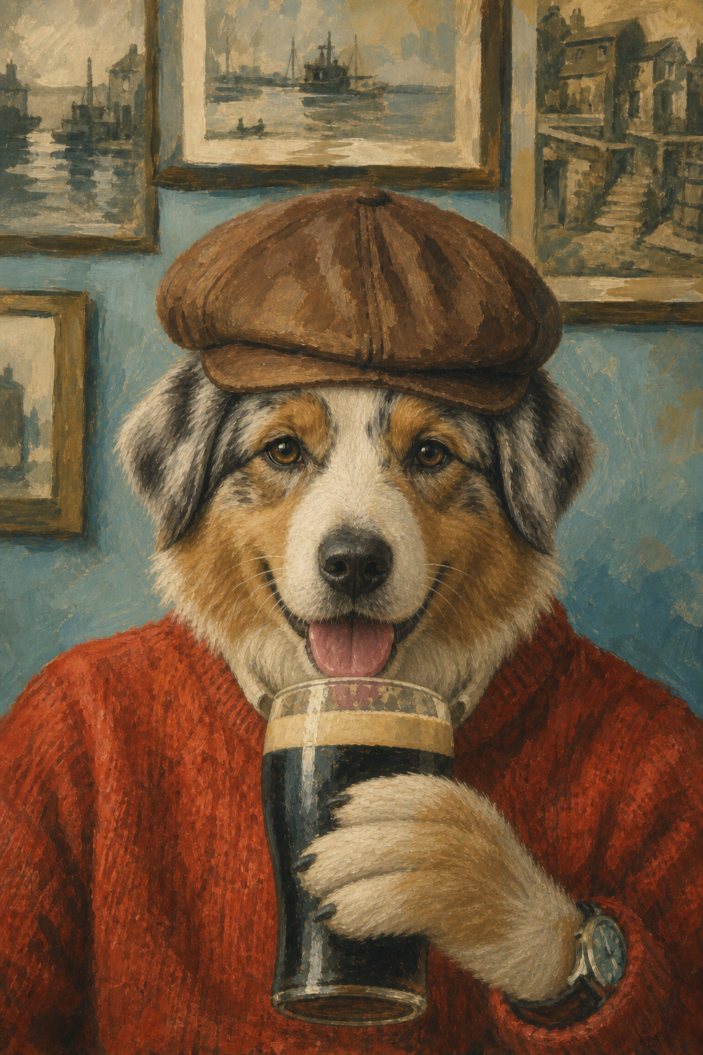 "The Pub Regular" - Custom Framed Pet Portrait