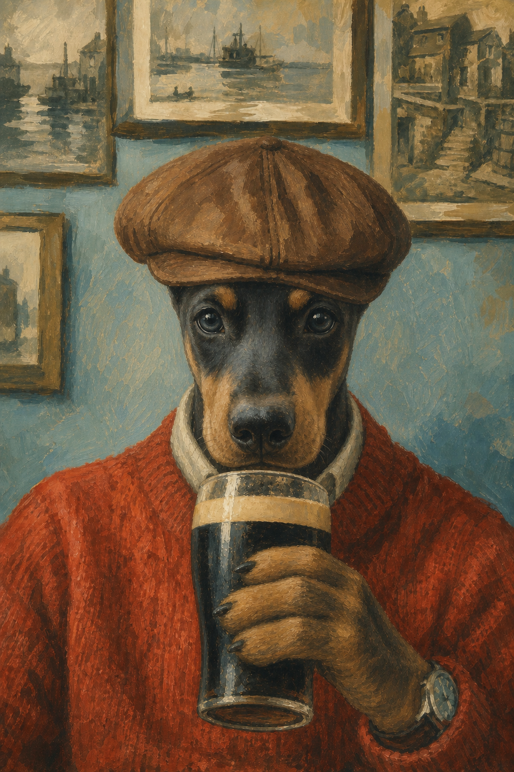 "The Pub Regular" - Custom Framed Pet Portrait