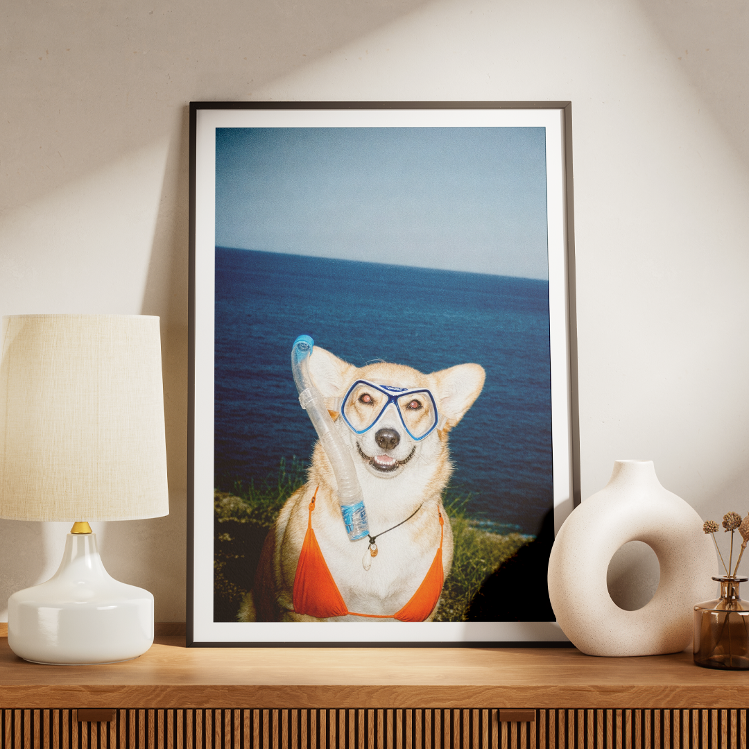 "Beach Body"  - Custom Framed Pet Portrait