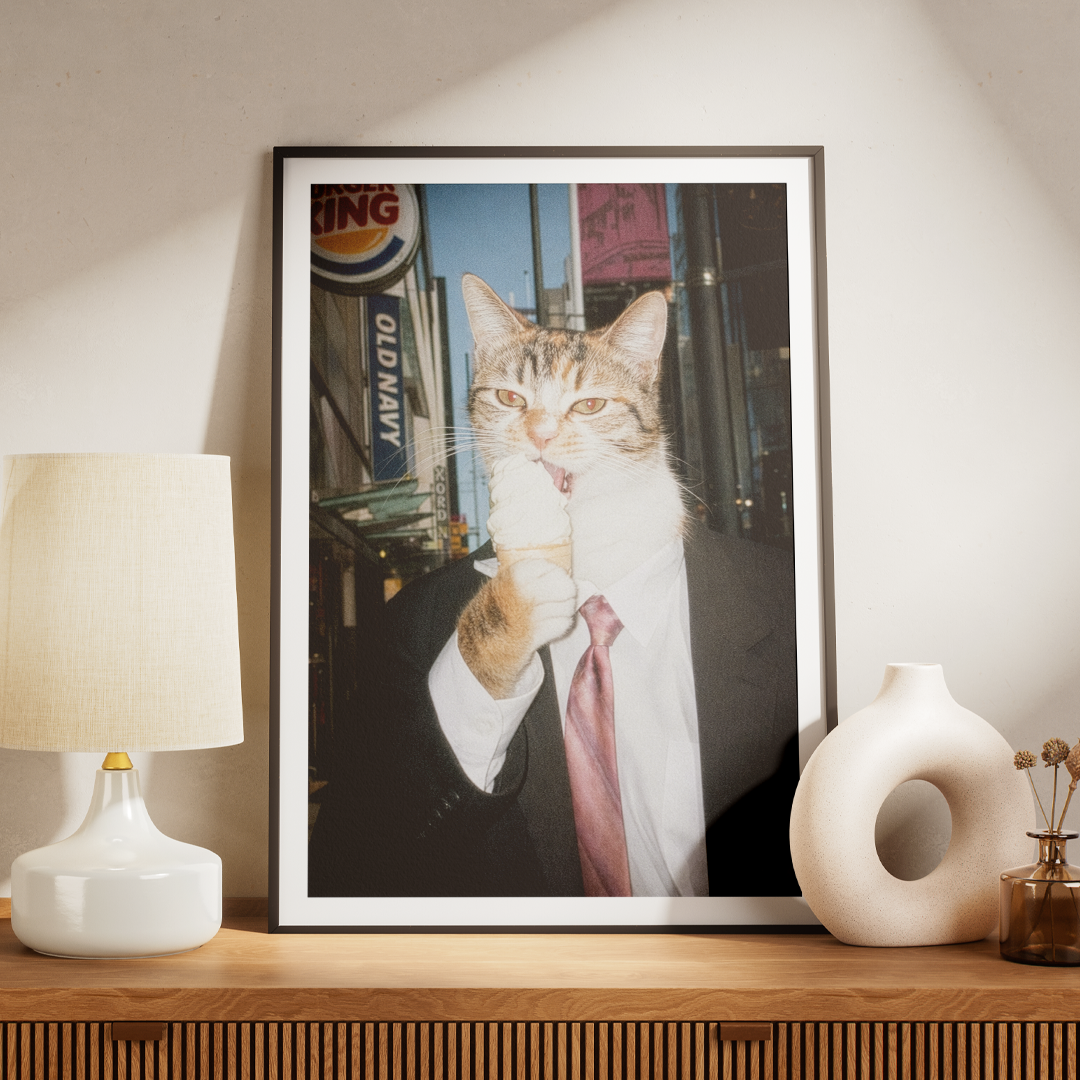 "City Snack" - Custom Framed Pet Portrait