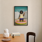 "Pool Day"  - Custom Framed Pet Portrait