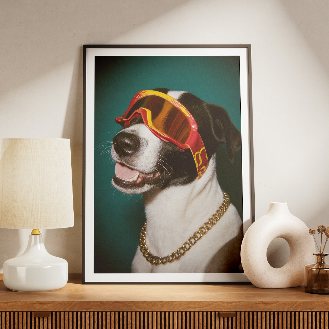 "Goggles On" - Custom Framed Pet Portrait