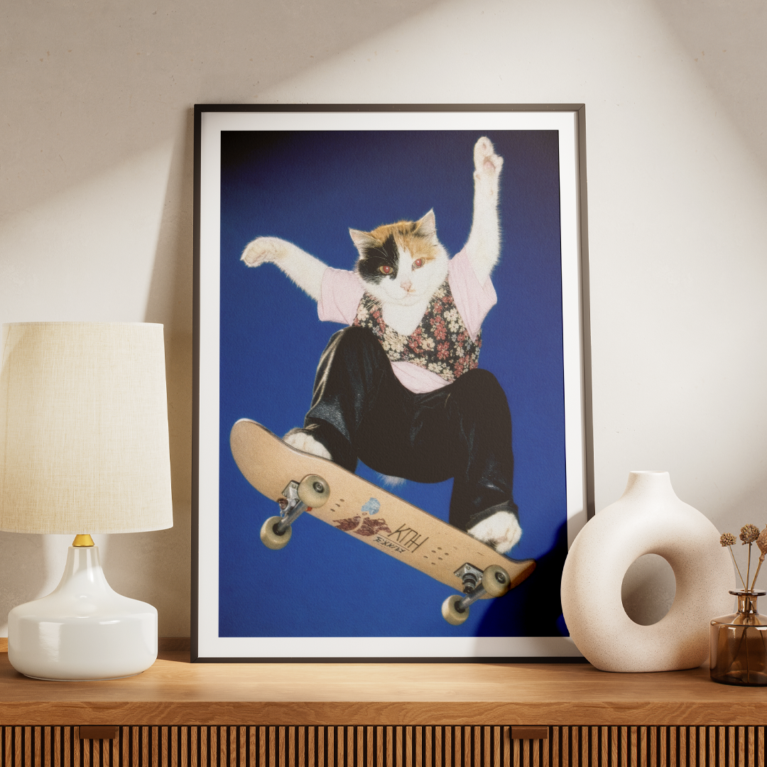 "Half Pipe" - Custom Framed Pet Portrait