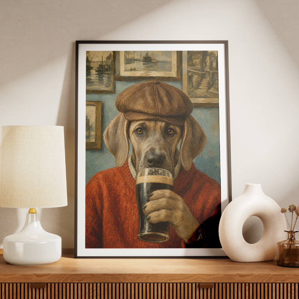 "The Pub Regular" - Custom Framed Pet Portrait