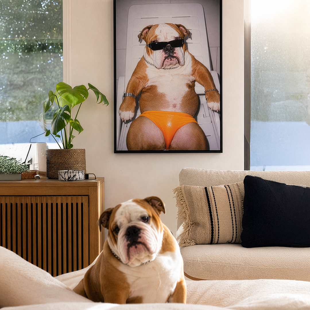 "Sexy Beast" - Custom Framed Pet Portrait
