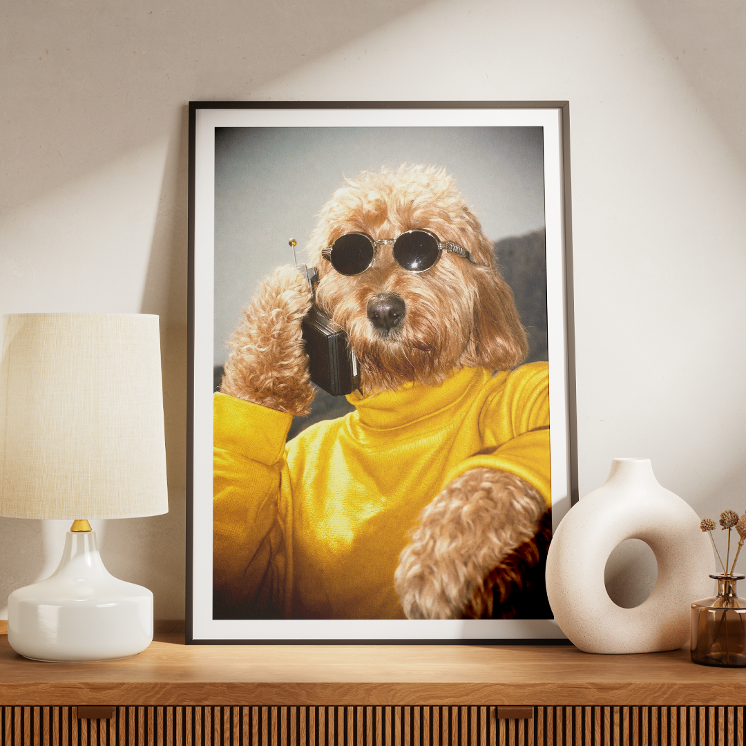 "Strictly Business" - Custom Framed Pet Portrait