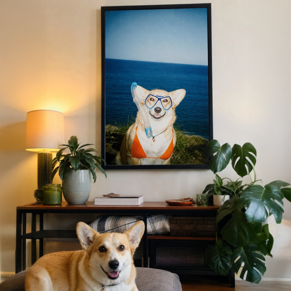 "Beach Body"  - Custom Framed Pet Portrait